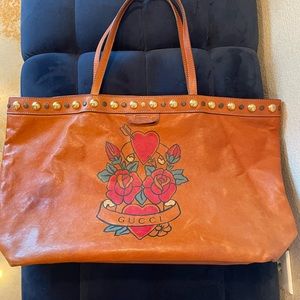 VINTAGE TAN GUCCI Tote Bag 21x12